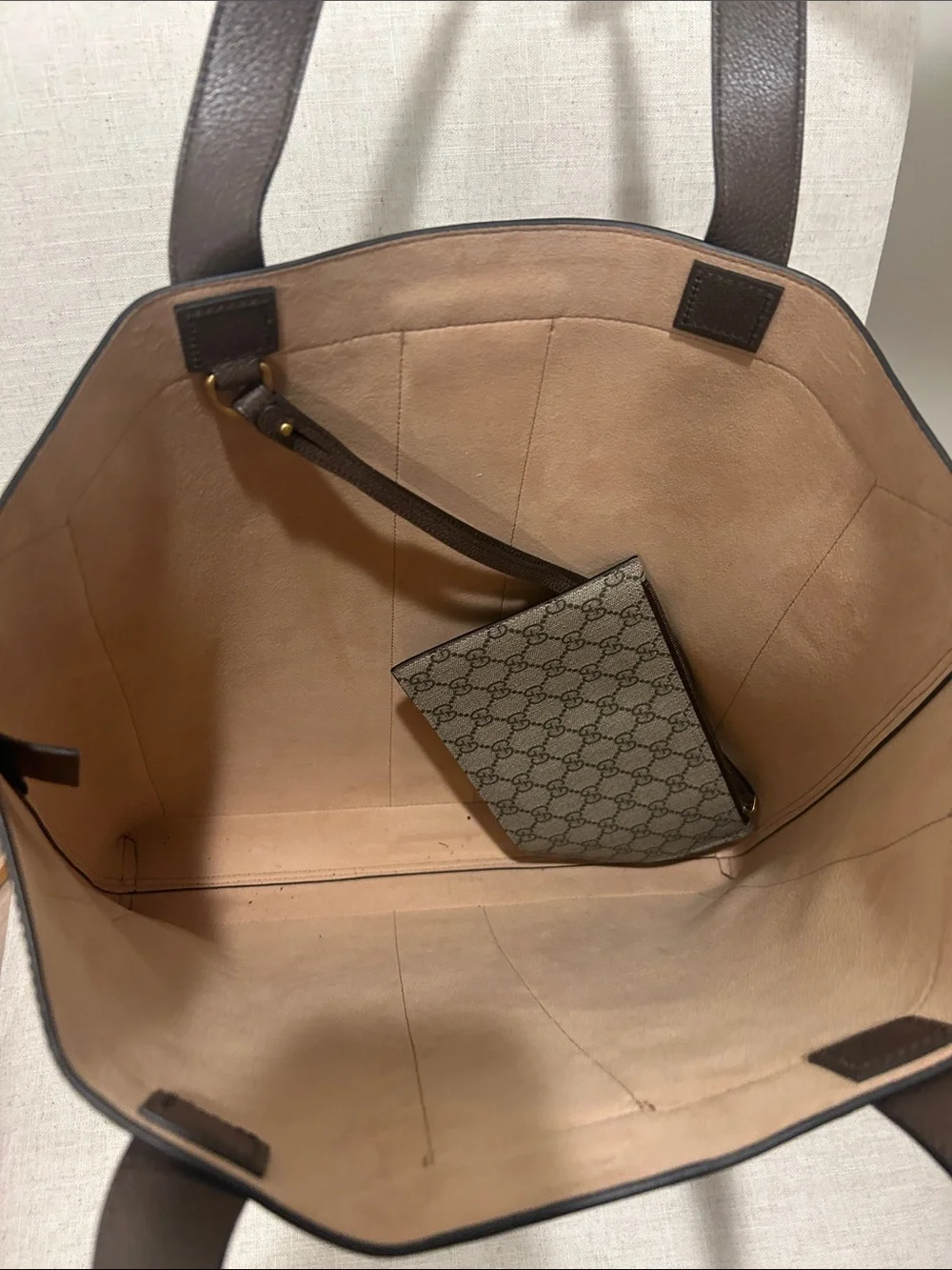 Gucci Brown GG Ophidia Supreme Tote with Web Stripe